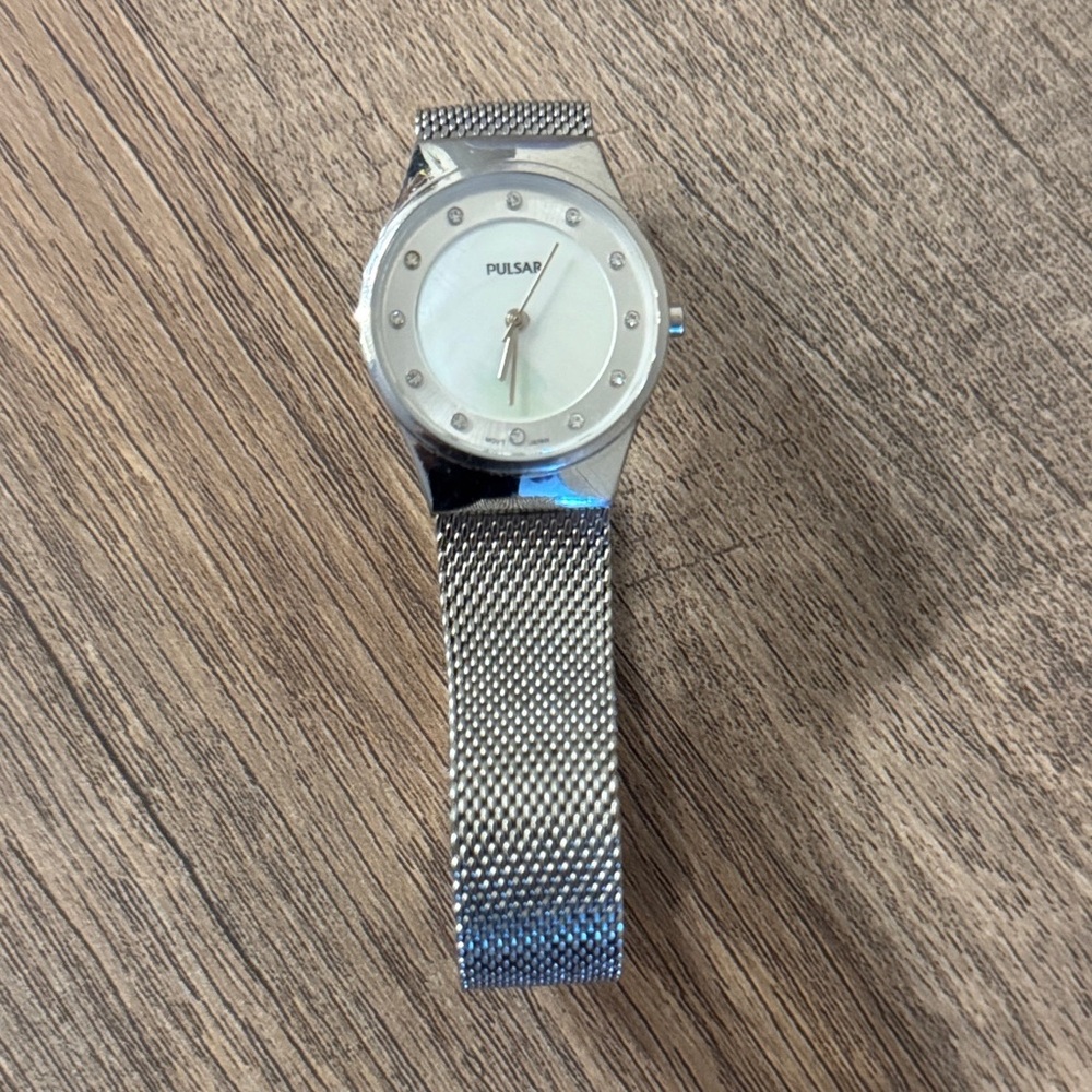Pulsar Women'sTone Stainless Steel Watch w Swarovski Crystals